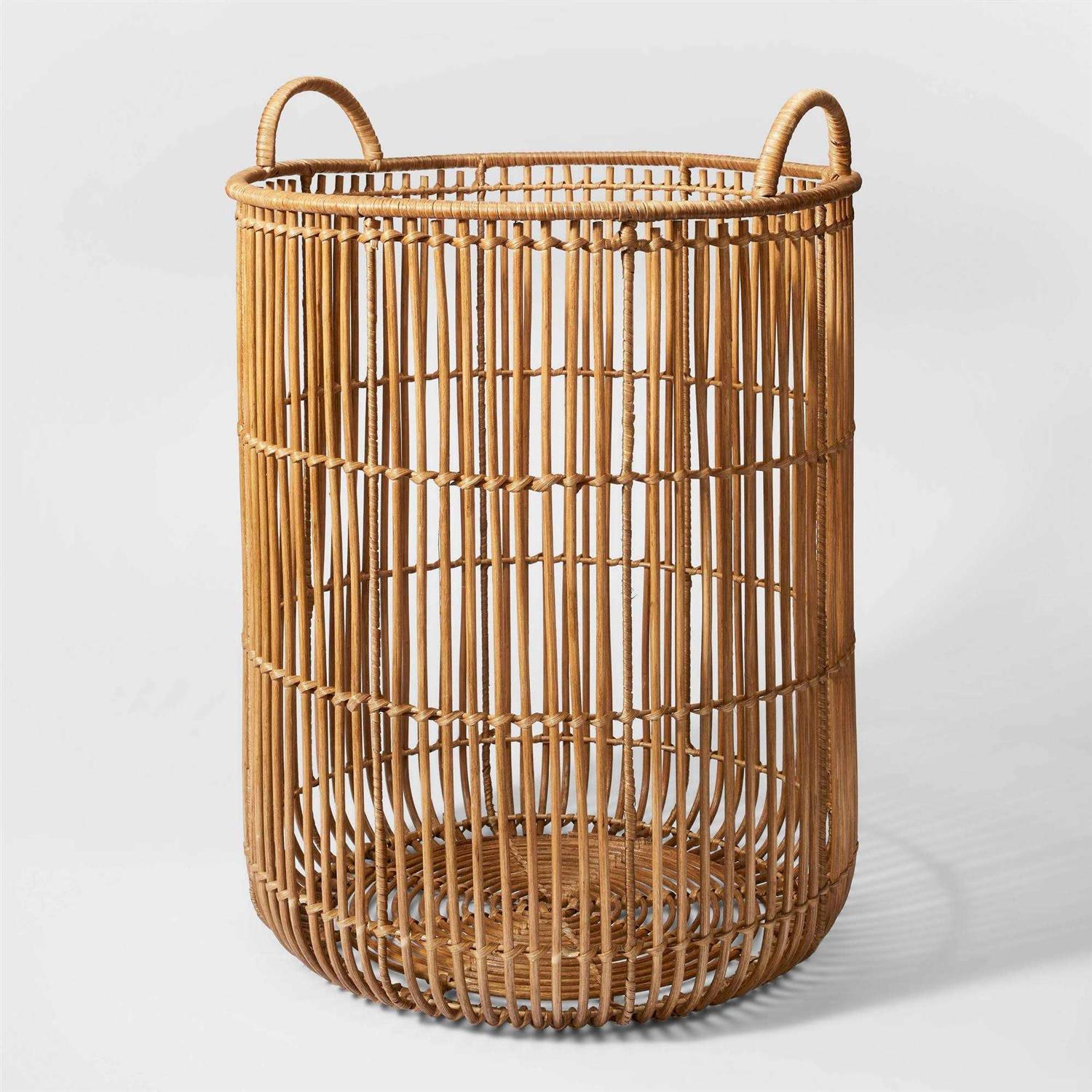 Threshold Round Rattan Tall Decorative Baskets Natural