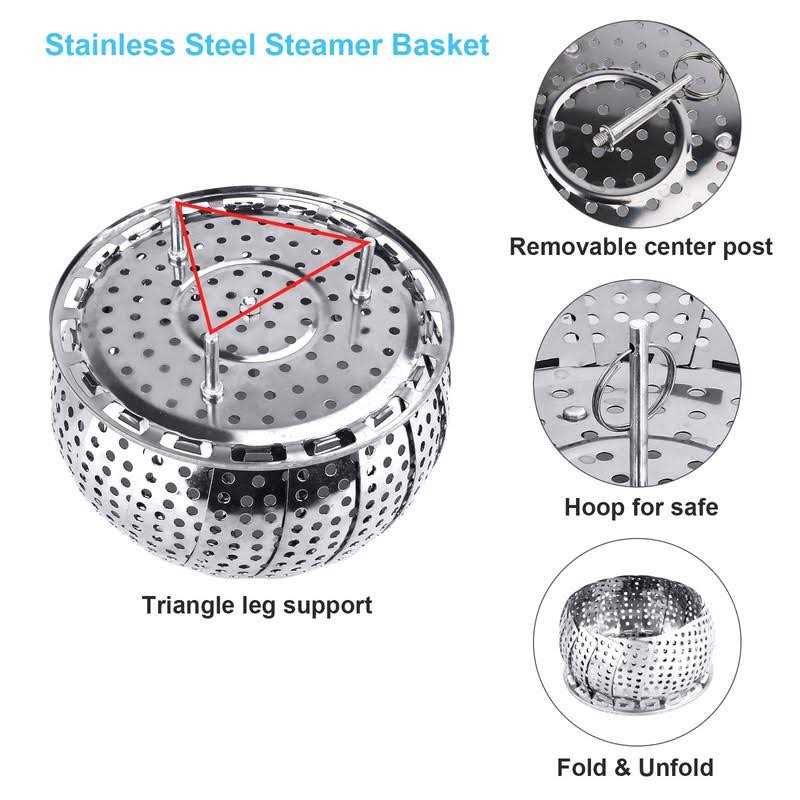 YLYL Veggie Vegetable Steamer Basket Folding Steaming Basket Metal Stainless Steel Steamer Basket Insert