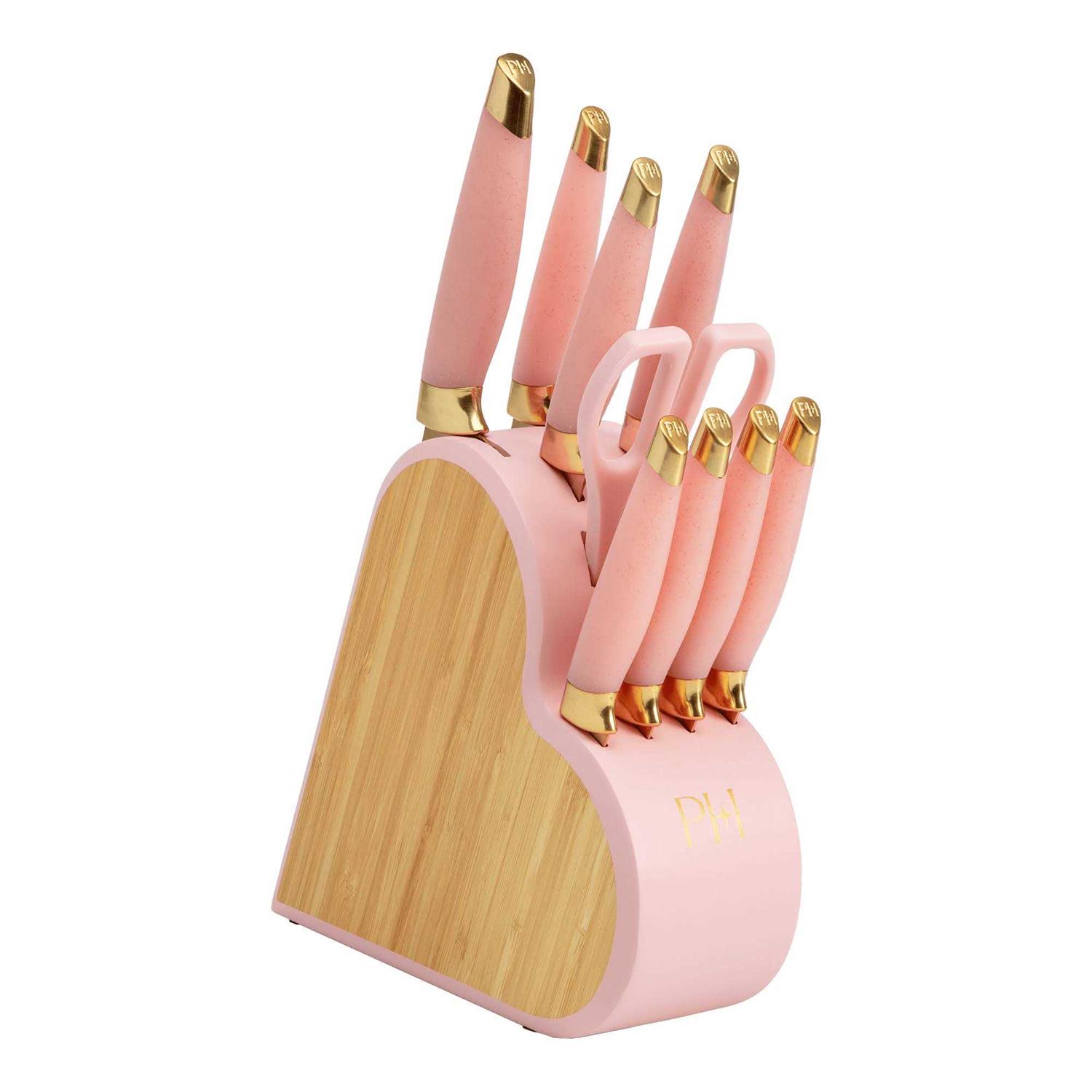 Paris Hilton 10-Piece Heart-Shaped Stainless Steel Knife Block Set