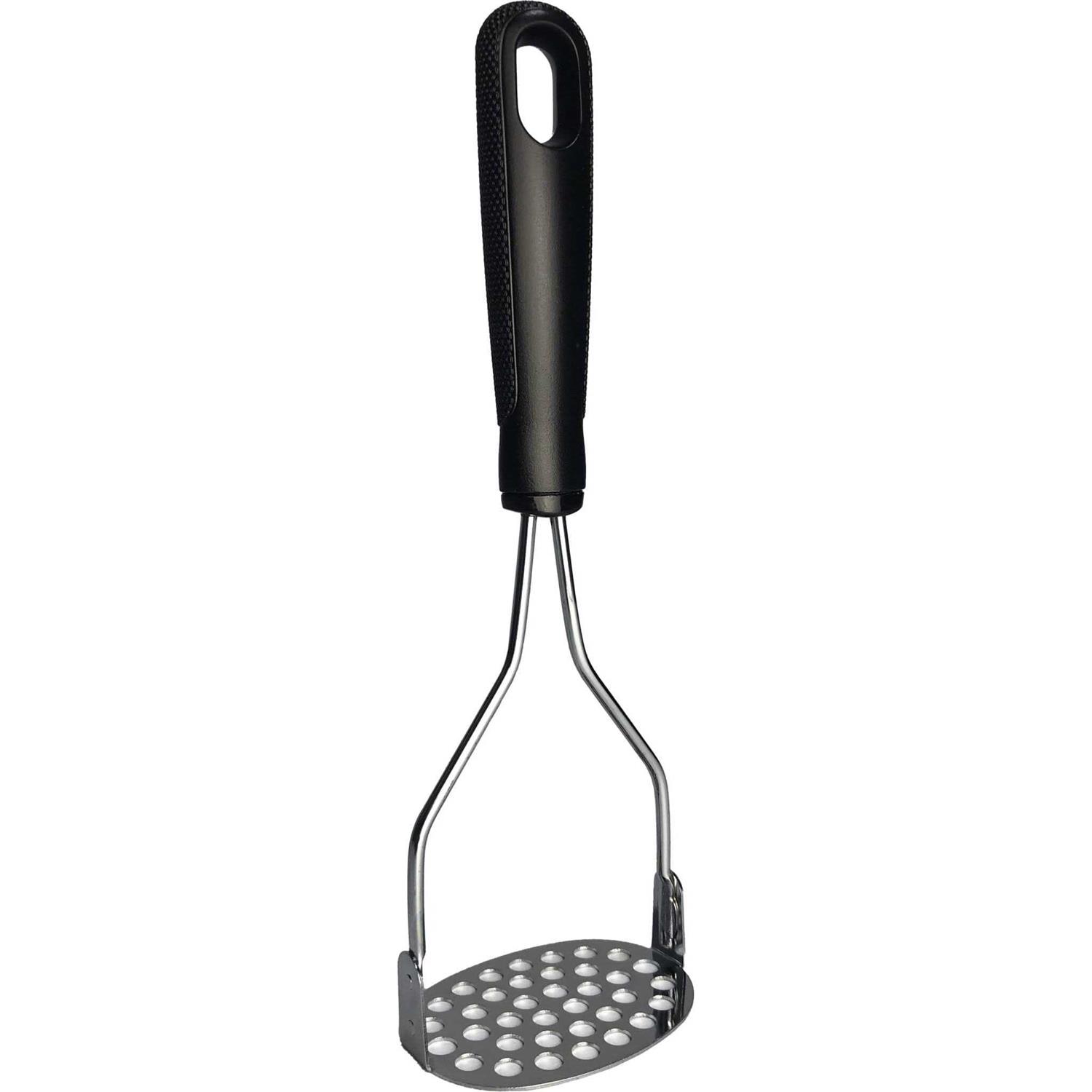 Mainstays Potato Masher Steel Shaft & Head Nylon Soft-Grip Black Handle