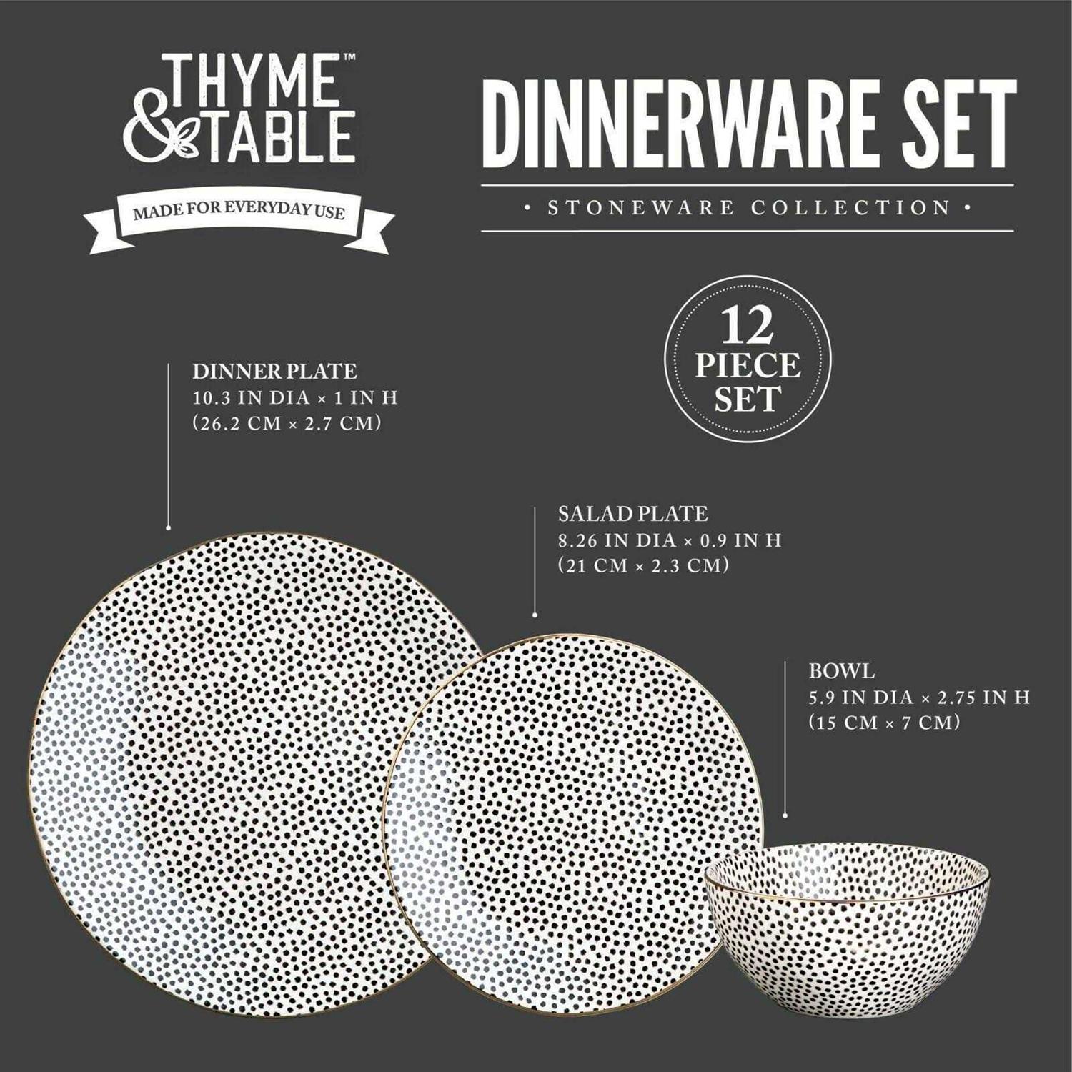 Thyme & Table Dinnerware Black & White Dot Stoneware