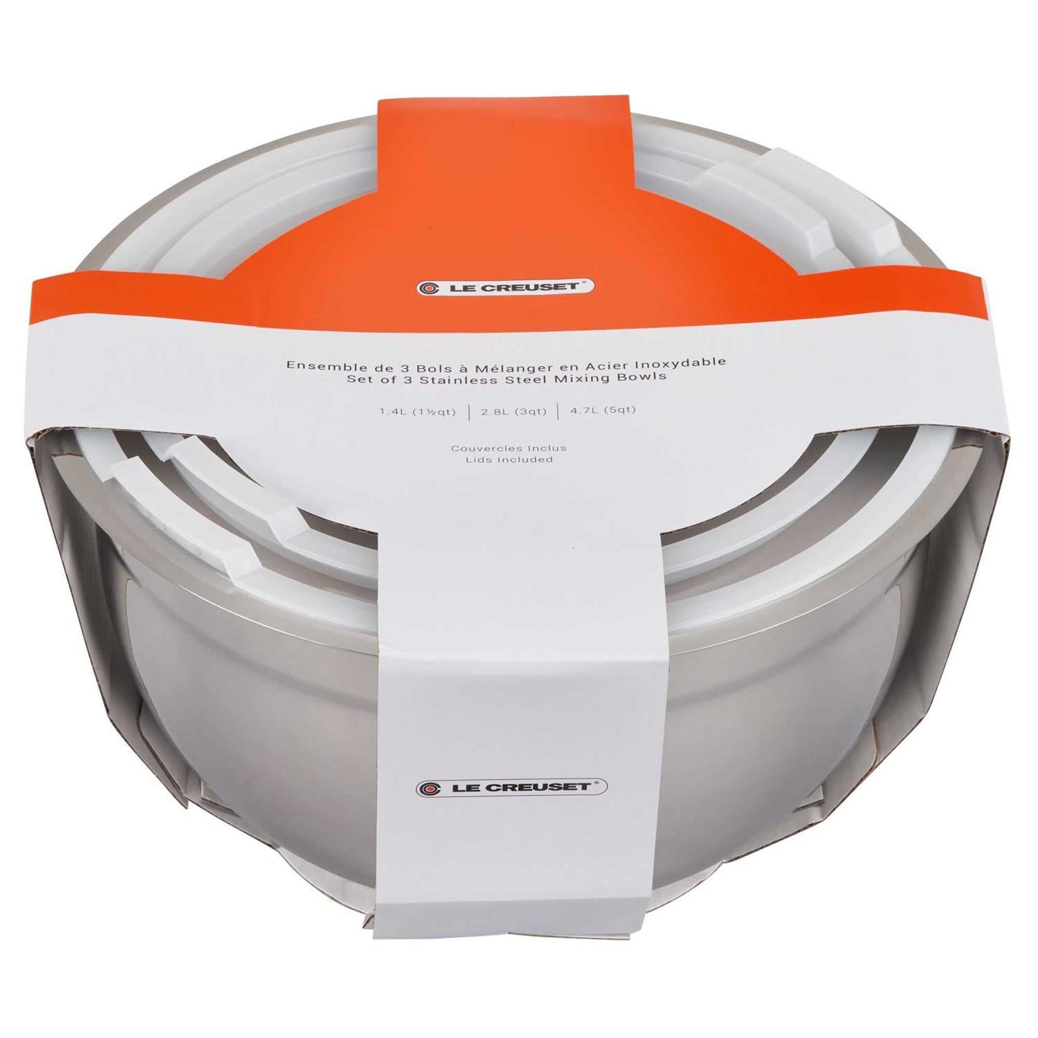 Le Creuset Set of 3 Stainless Steel Mixing Bowls