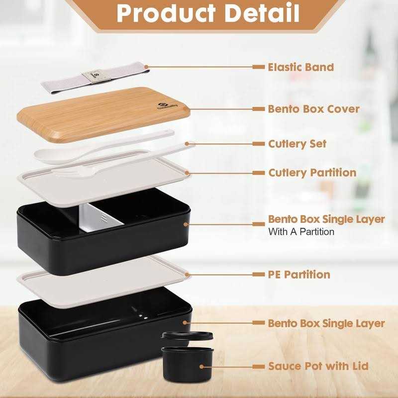 Bento Box Adult Lunch Box,Lunch Box with Compartments,Stackable Adults Bento Lunch Box,Rectangle Lunchable Food Container with Utensil Set