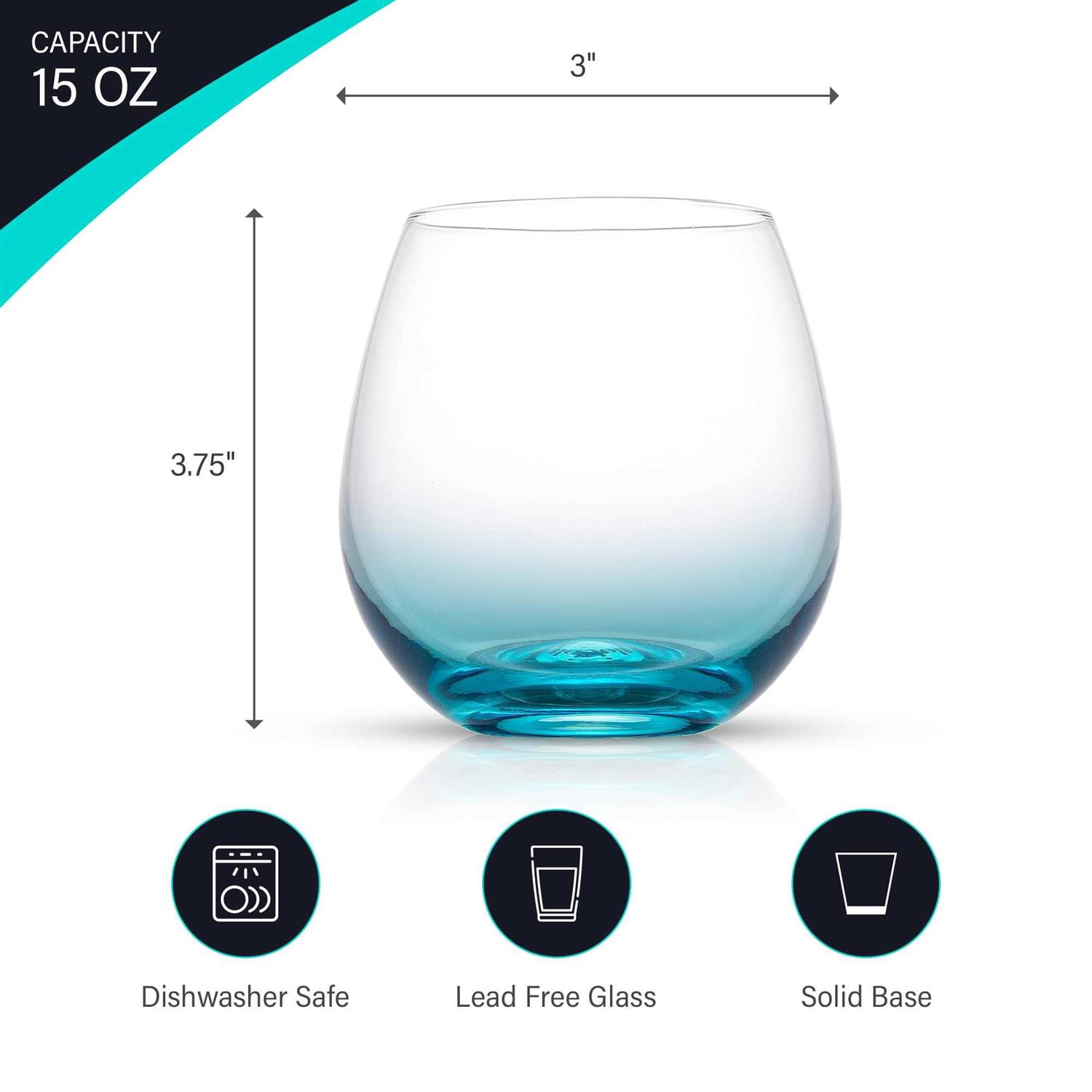 JoyJolt Hue Set of 6 Stemless Wine Glasses