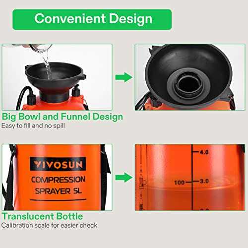VIVOSUN Pump Pressure Sprayer Pressurized Lawn & Garden Water Spray Bottle with Adjustable Shoulder Strap