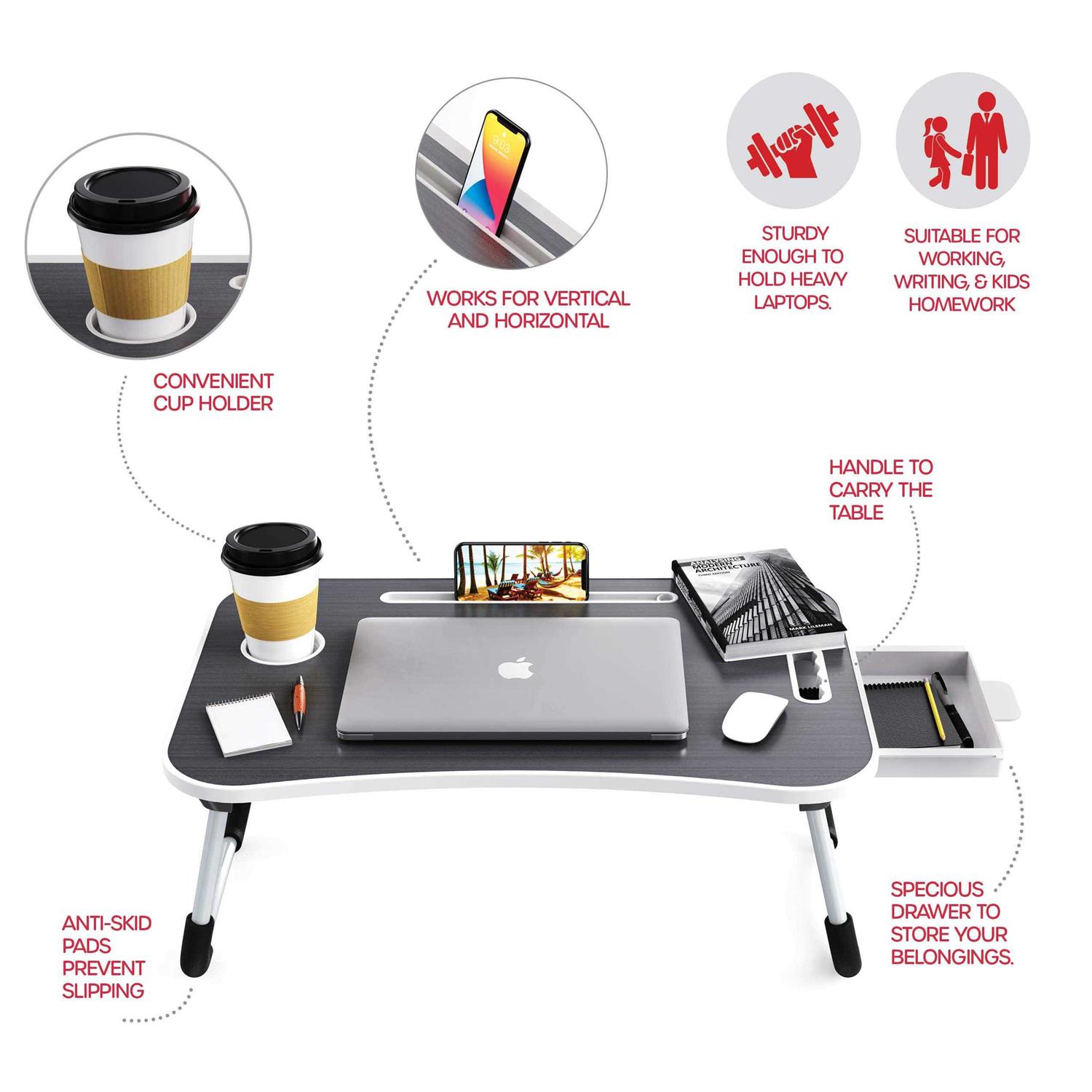 Foldable Standing Laptop Desk/Bed Tray TV, Eating Bed