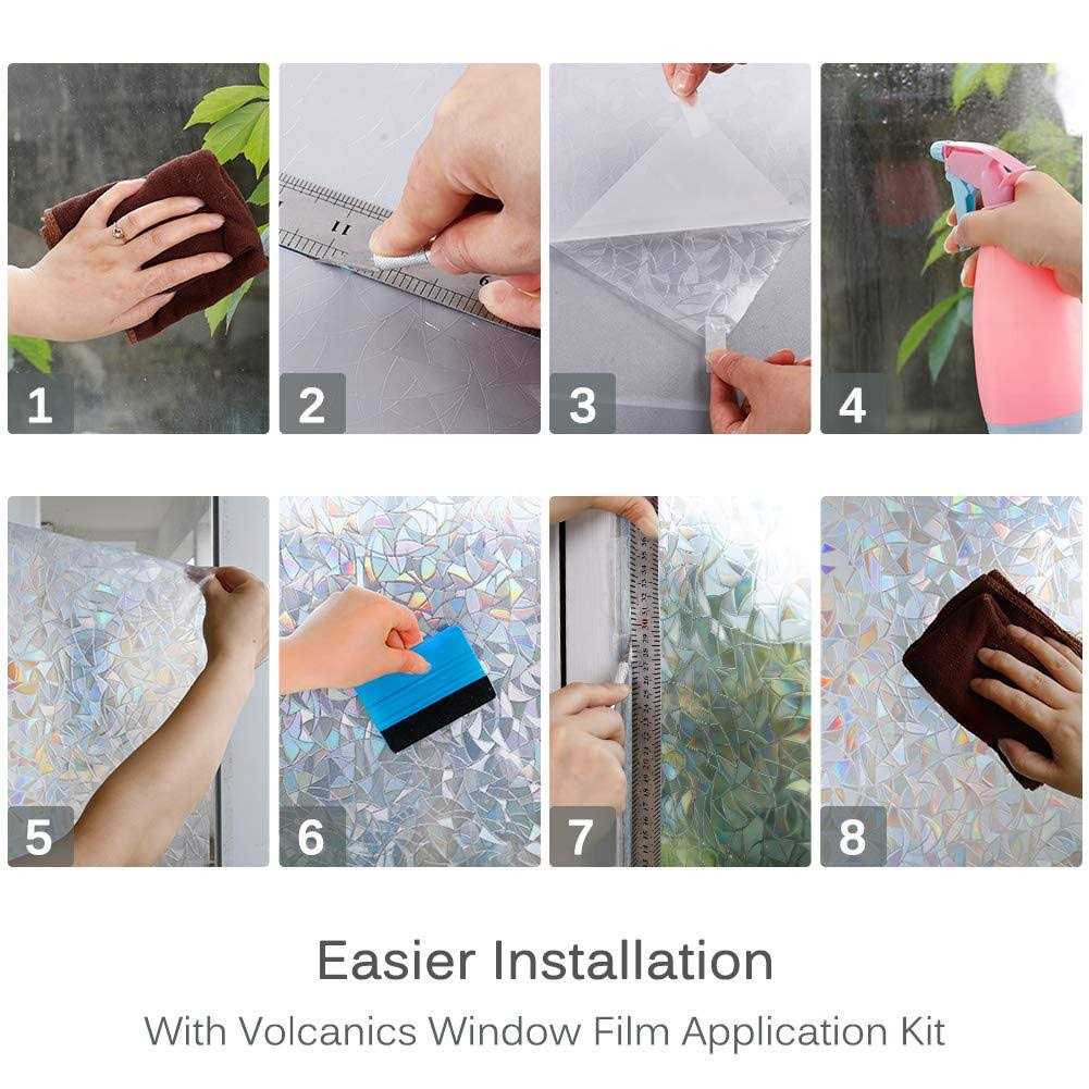 Volcanics Window Privacy Film Static Window Clings Vinyl 3D Window Decals Window Stickers Rainbow Window Film for Glass Door Heat Control Anti Uv