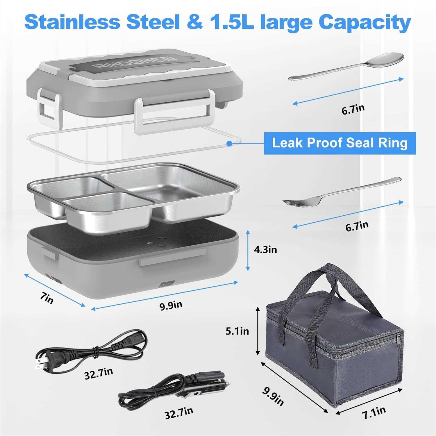 RIKDOKEN 60W Faster Heat Electric Lunch Box Heater for Car Truck Work Home