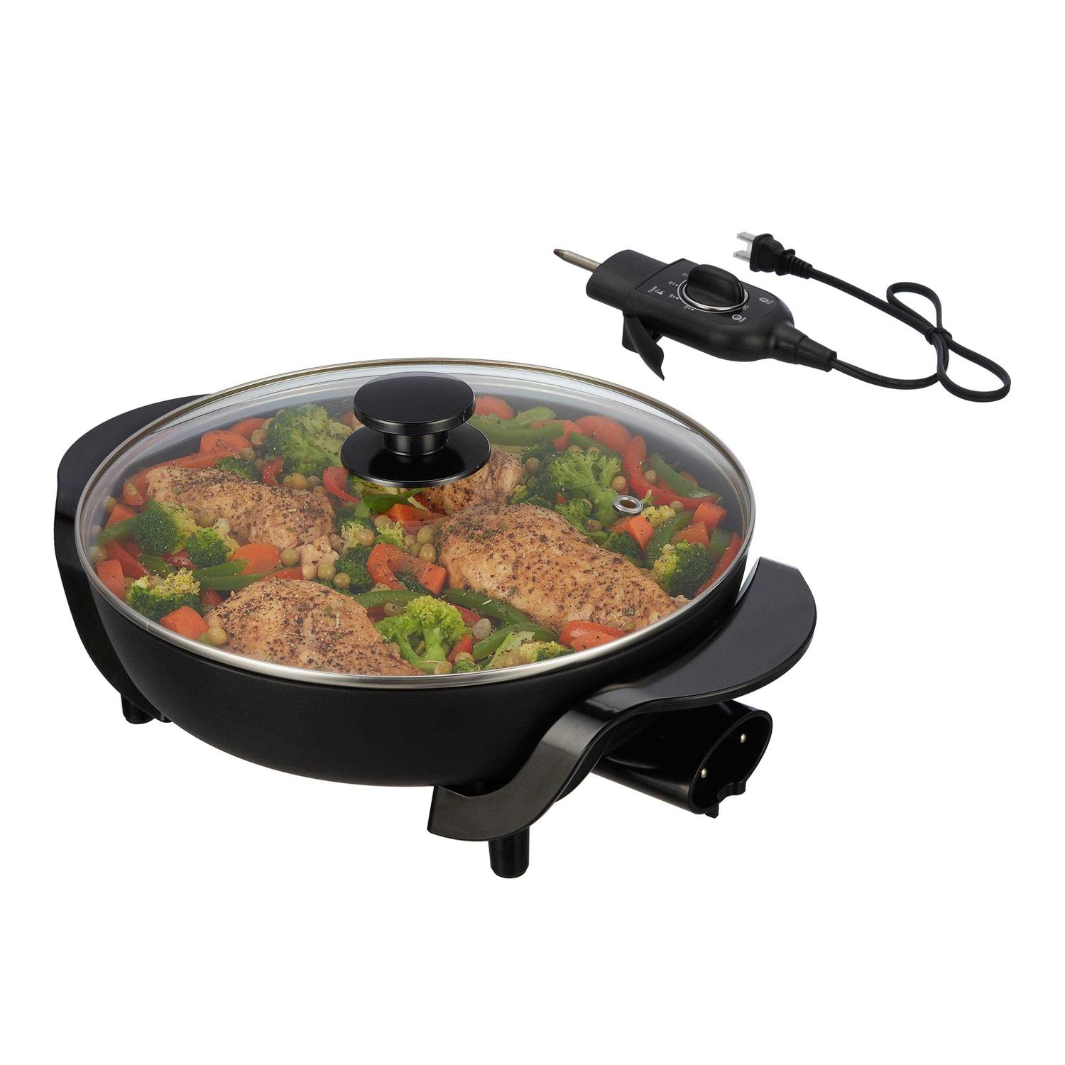Mainstays Round Nonstick Electric Skillet with Glass Cover