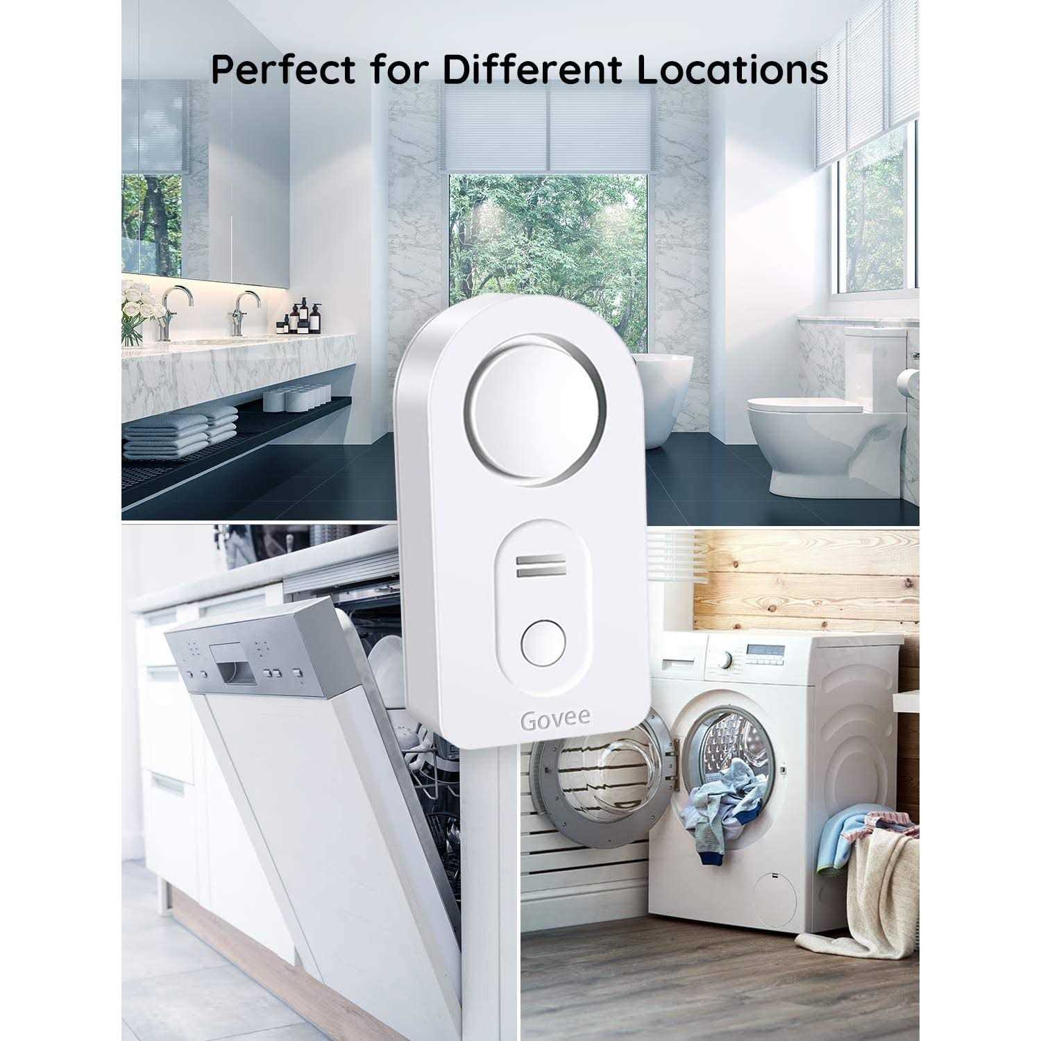Govee Water Detectors 100dB Adjustable Audio Alarm Sensor, Sensitive Leak and Drip Alert