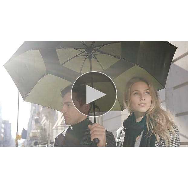 Balios Folding Umbrella Real Wood Handle Auto Open Close Vented Canopy