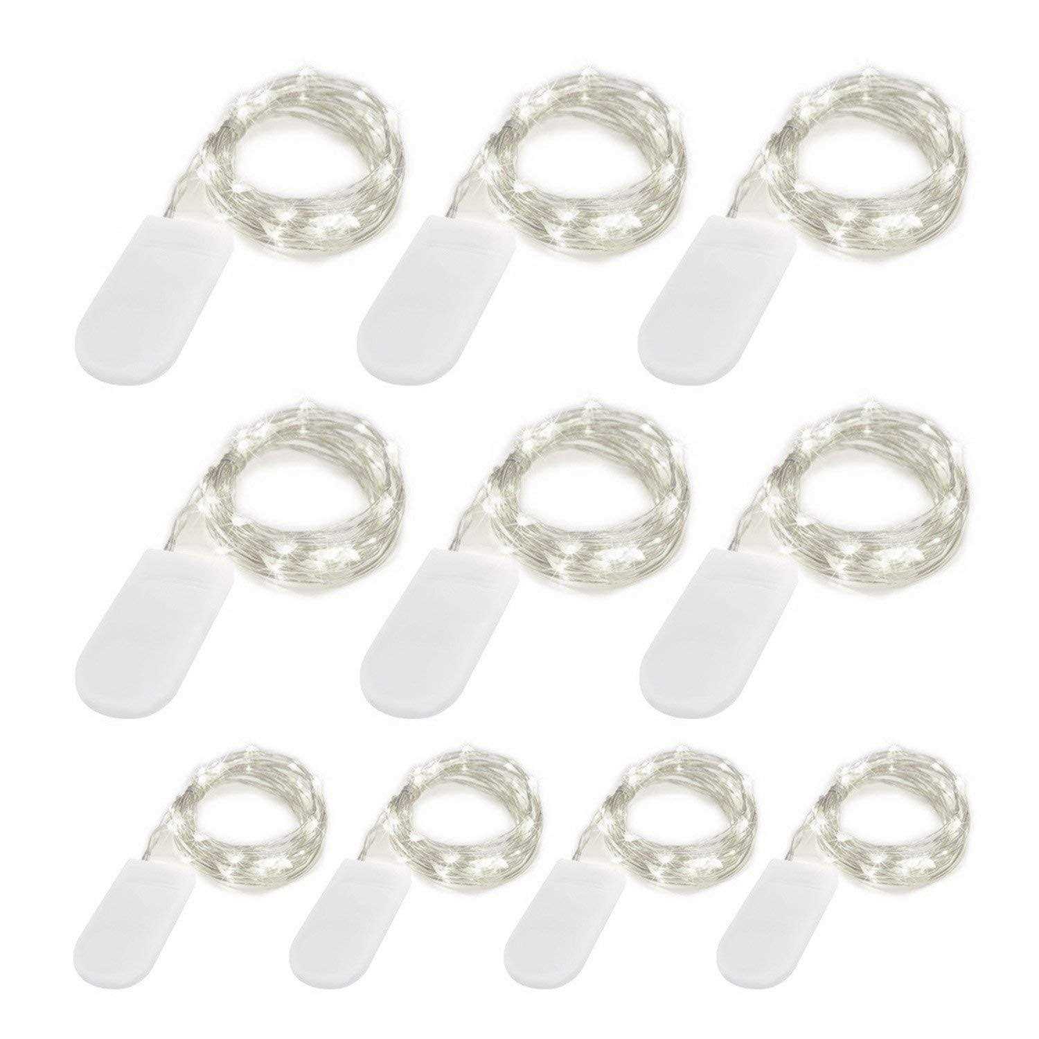 10 Pack Fairy Lights Battery Operated 6.6ft 20 Led Mini String Lights Silver Wire Starry Lights for DIY Wedding Party Festival Halloween Christmas