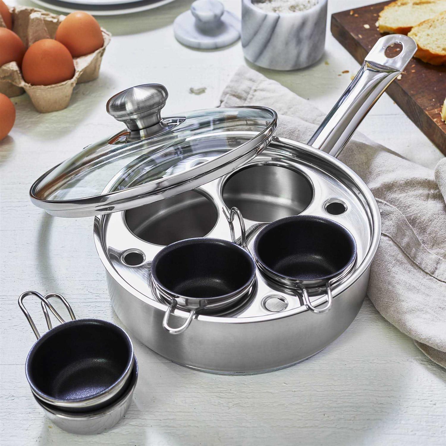 Demeyere Resto 4 Cup Stainless Steel Egg Poacher Set