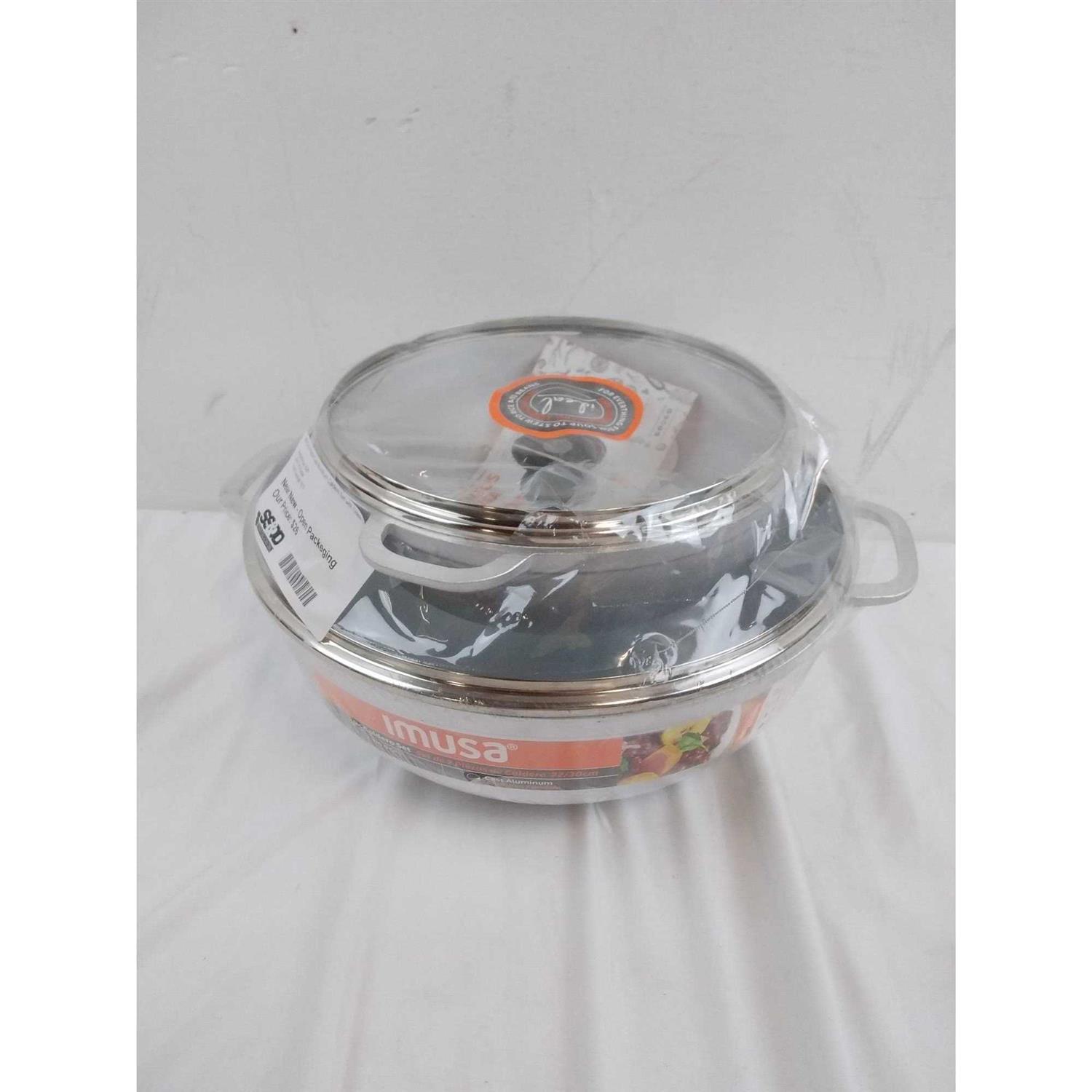 IMUSA 2 Piece Cast Aluminum Caldero Set with Glass Lid