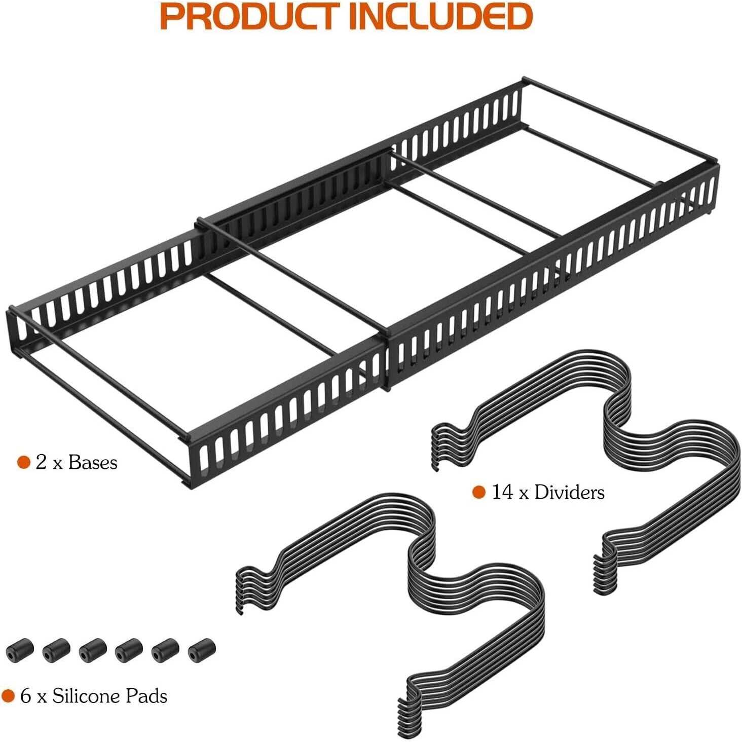 Housolution Pot and Pan Organizer Rack for Cabinet Expandable Pot Lid Organizer with 14 Adjustable Dividers Pan Holder Storage Rack