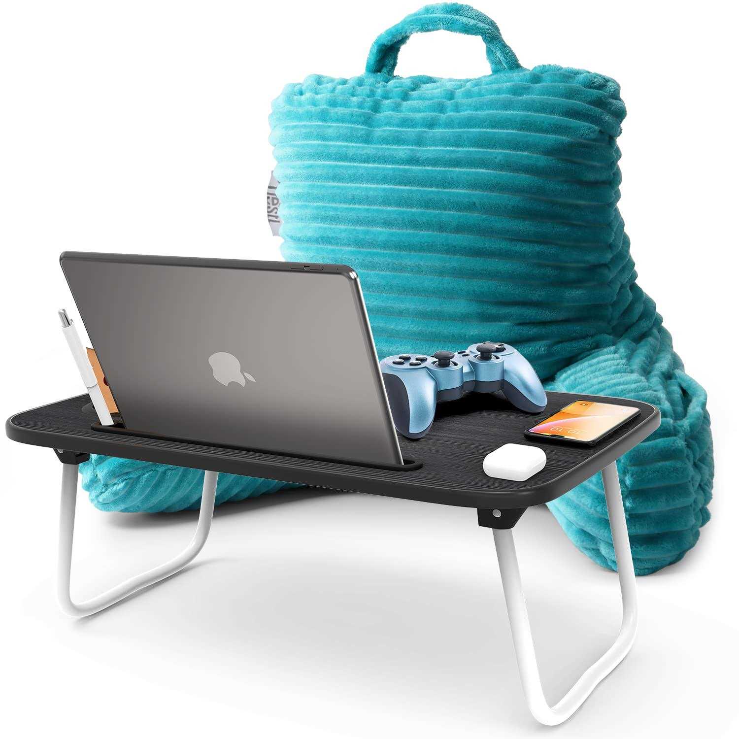 Nestl Cut Plush Reading Pillow with Portable Lap Desk Stand for Laptop