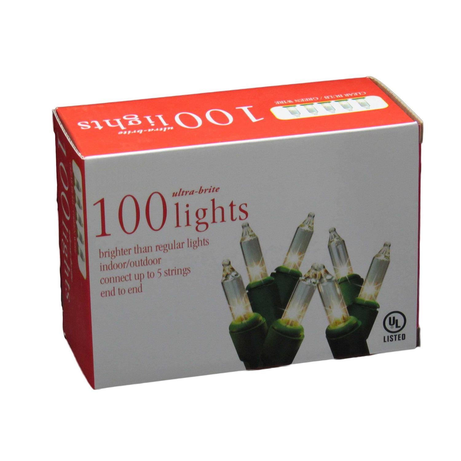 Dobar Holiday Essentials Ultra-Brite Clear White Lights With Green Wire