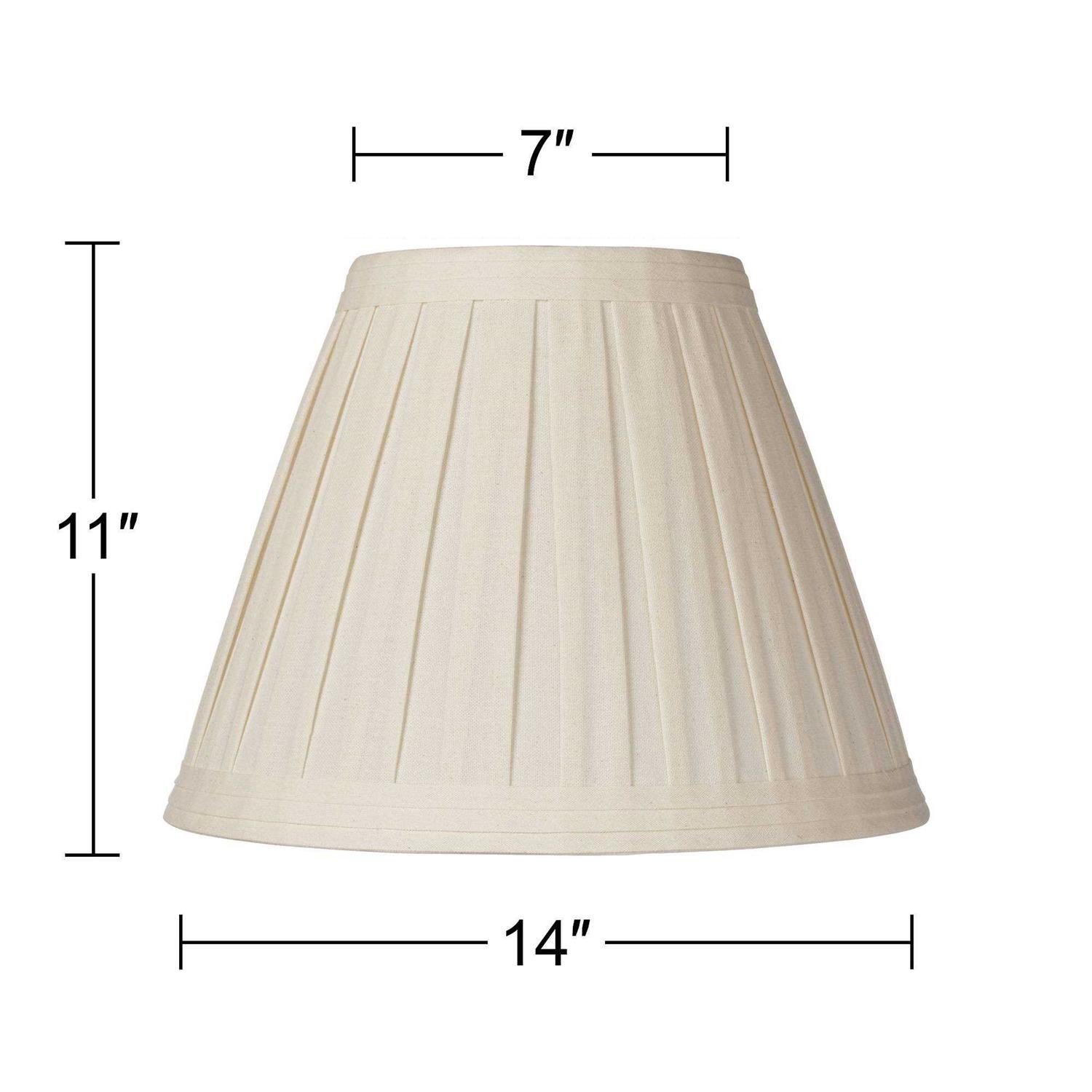 Springcrest Creme Linen Medium Box Pleat Lamp Shade 7 Top x 14 Bottom x 11 High Replacement with Harp and Finial