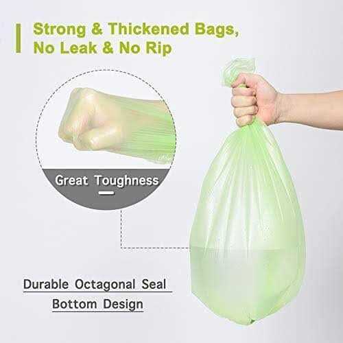 1.2 Gallon Small Garbage Bags Biodegradable 5 Liter Mini Compostable Strong Bathroom Trash Bags with Tear & Leak Resistant