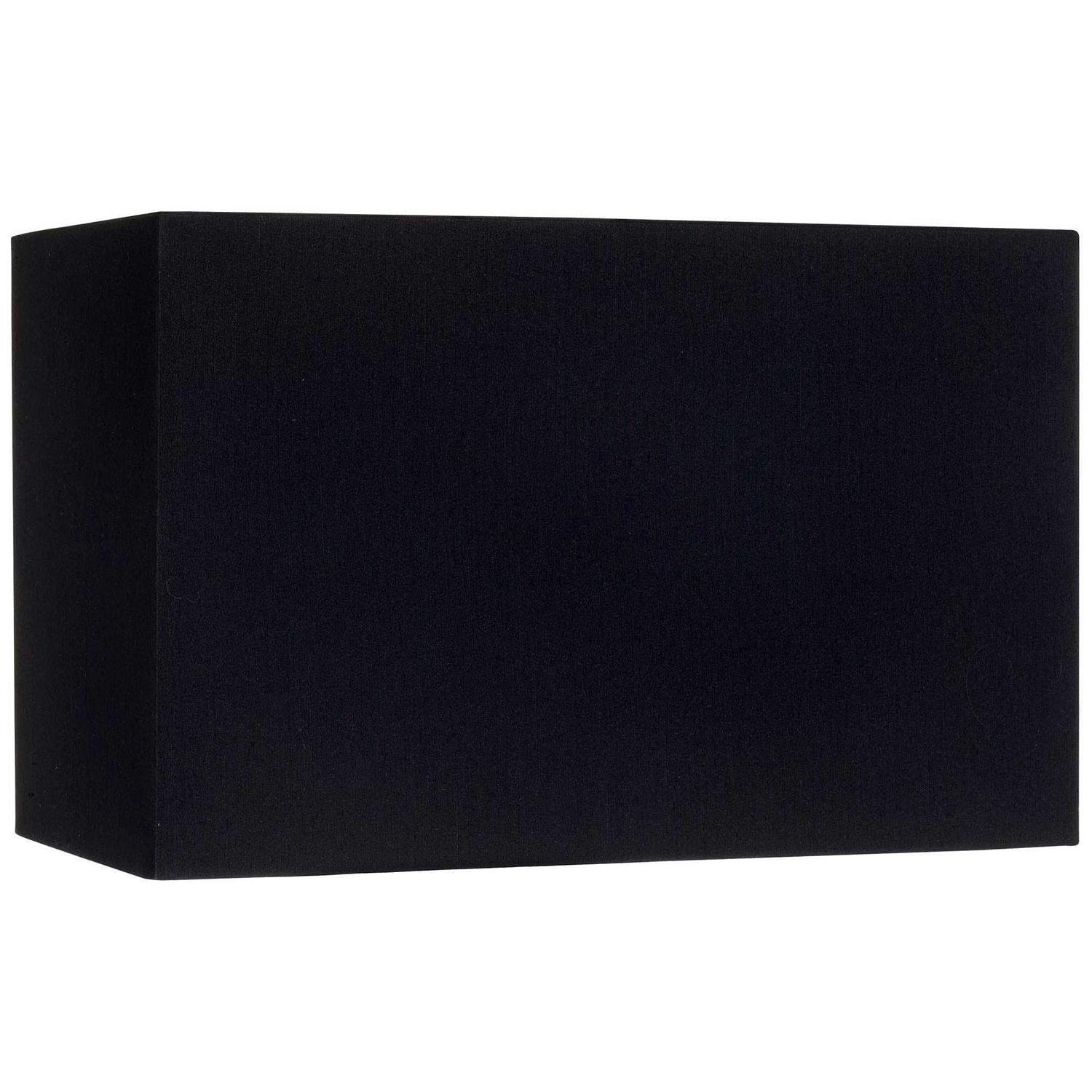 Springcrest Black Medium Rectangular Hardback Lamp Shade 16 Wide x 8 Deep x 10 High Replacement with Harp and Finial