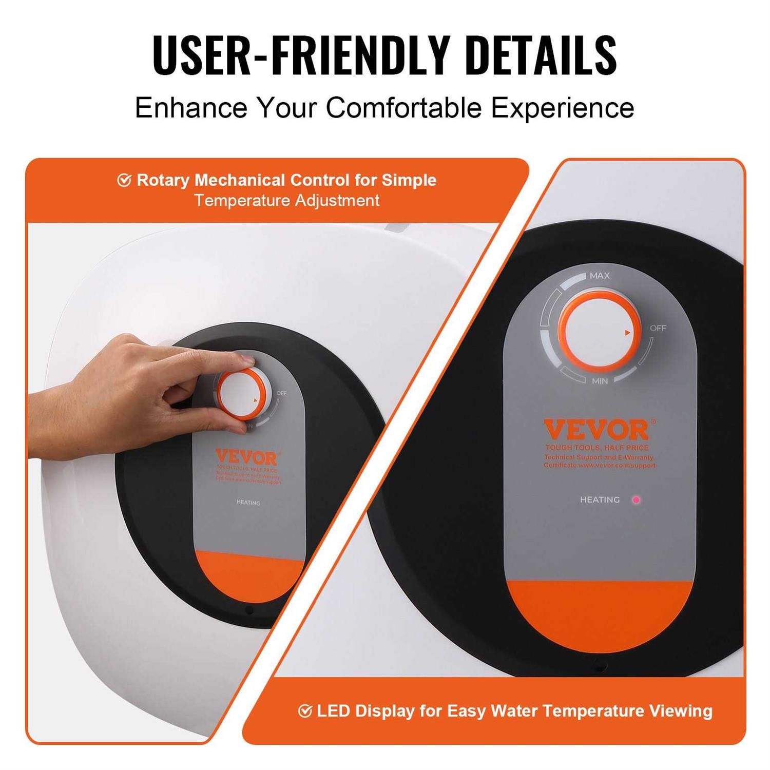 VEVOR Electric Mini-Tank Water Heater 8-Gallon Tank Hot Water Boiler Storage