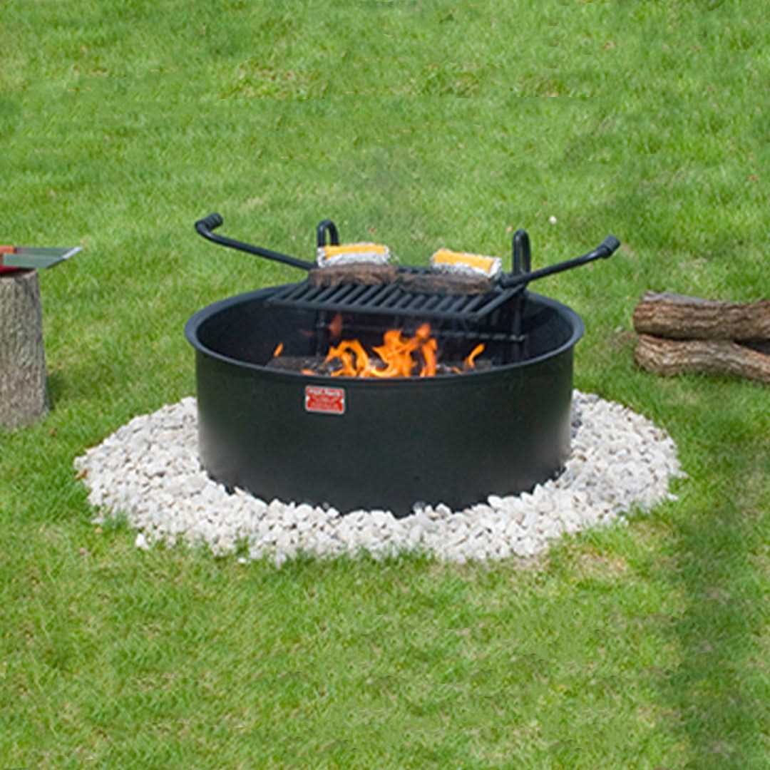 Pilot Rock 24 Inch Steel Ground Fire Pit Ring and Cooking Grate