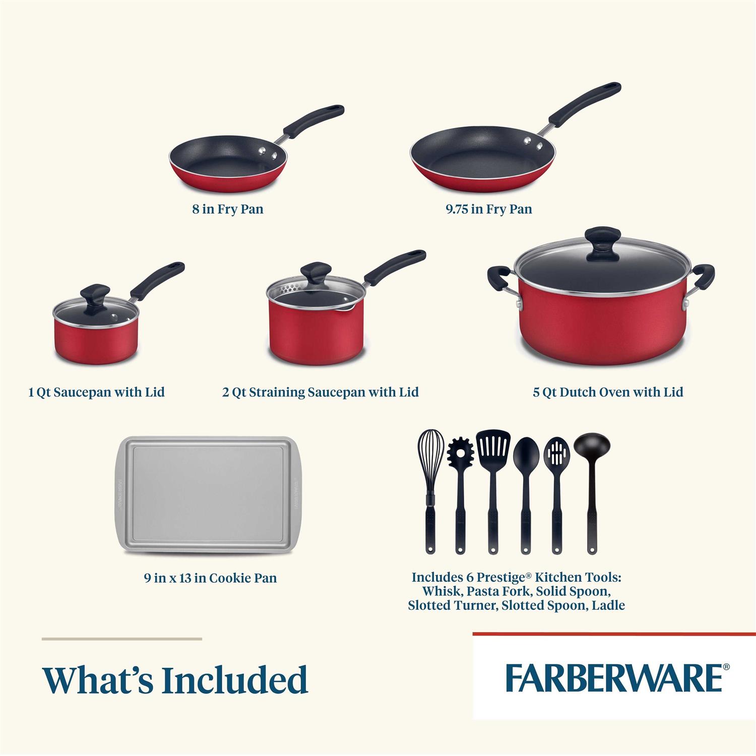 Farberware 15-Piece Cookstart Aluminum Nonstick Cookware Set
