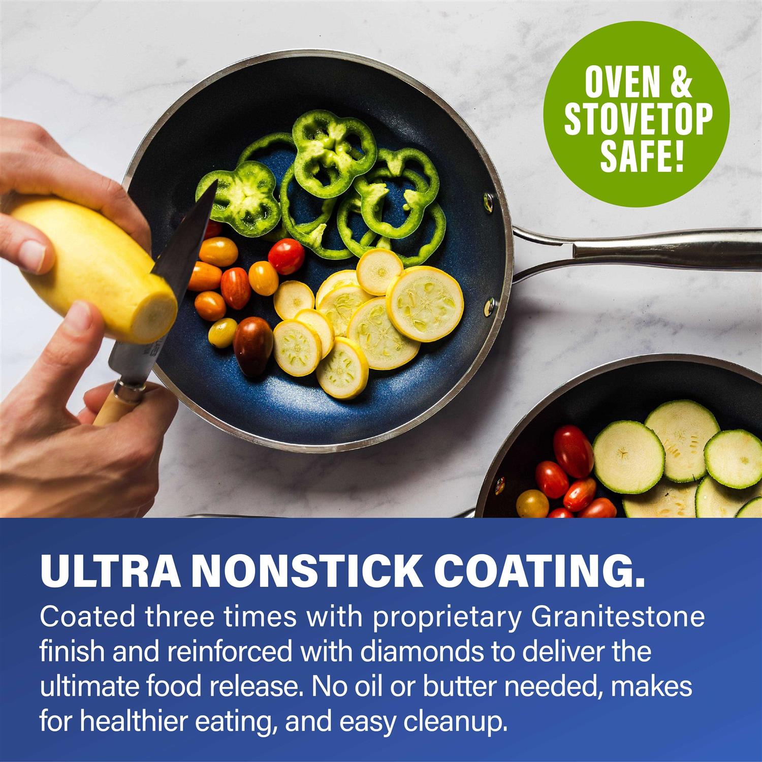 Granitestone Blue 20 Piece Pots and Pans Set Nonstick Cookware Set