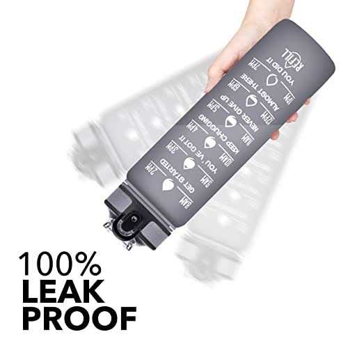 Hyeta 32 oz Water Bottles with Times to Drink and Straw