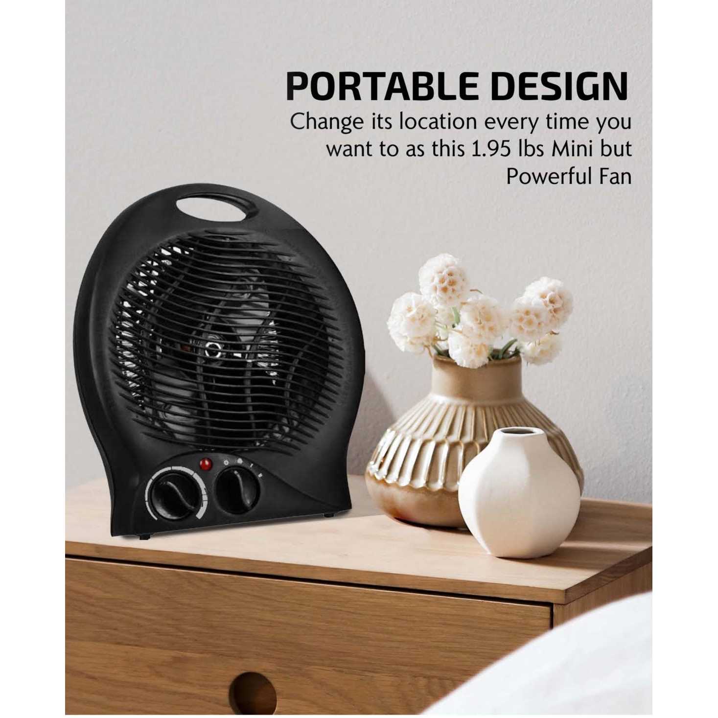 Ovente Portable Electric Heater With Thermostat Control Indicator Light & Safety Switch