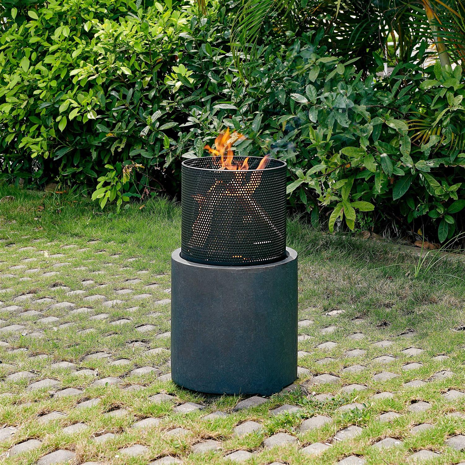 Danya B. 22 Wood Burning Faux Stone Fire Column