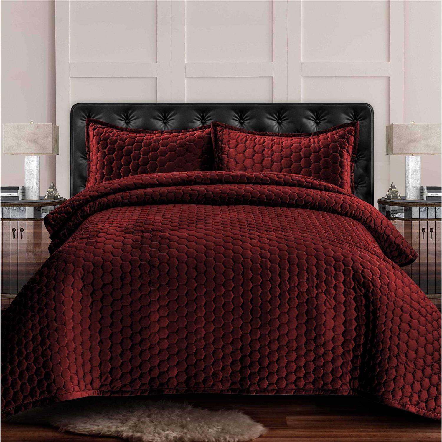 Tribeca Living Florence Velvet Oversized Solid Quilt Set