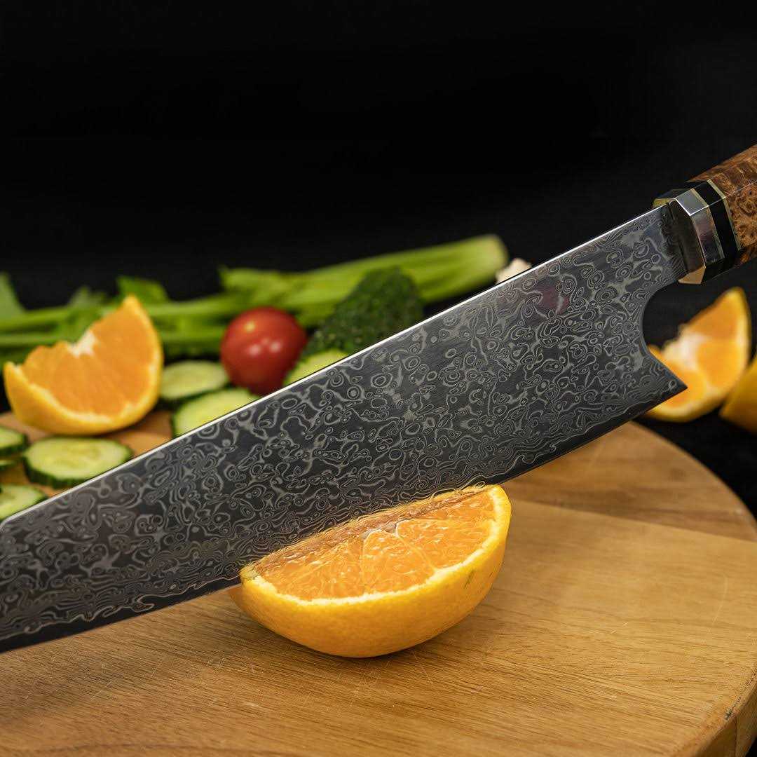 Seido Knives Knives 1-Piece Damascus Steel Japanese Chef Knife with A White Handle Handle EV-skdsksjpkn