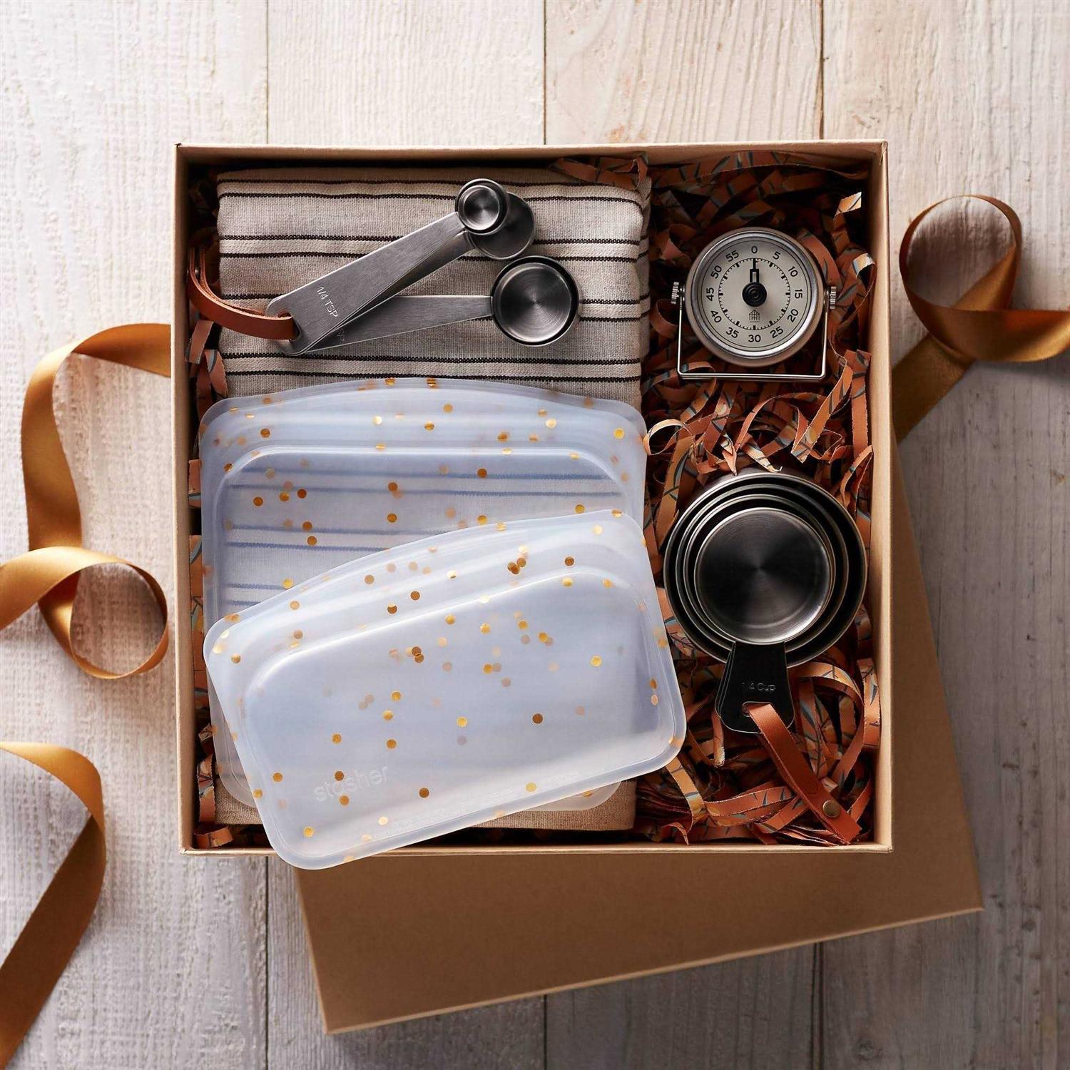 stasher Holiday Dots Reusable Food Storage Bag