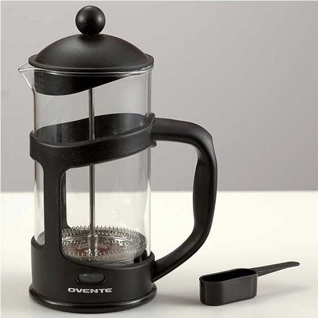 OVENTE 3-Cup Black French Press Cafetire Coffee and Tea Maker with Heat-Resistant Glass