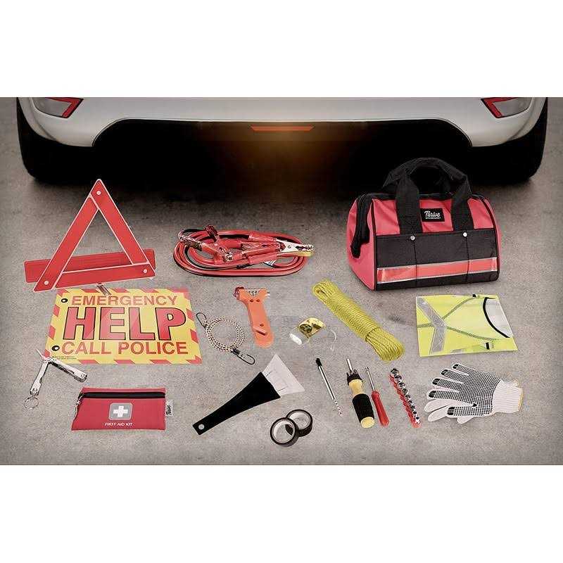 Thrive Roadside Emergency Car Kit Safety Accessories And Tool with Jumper Cables And Mini First Aid Kit for Women And Men