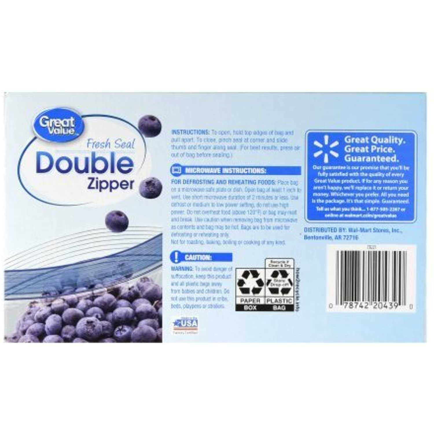 Great Value Zipper Freezer Bags