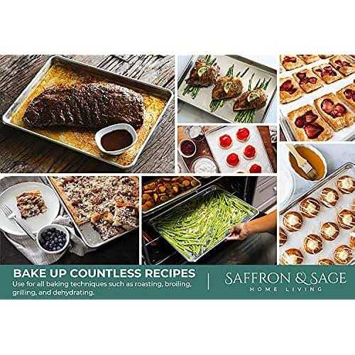 Commercial Quality Cookie Sheet Pan 2 Pack Aluminum Half Sheet Baking Pan by Saffron & Sage Home Living