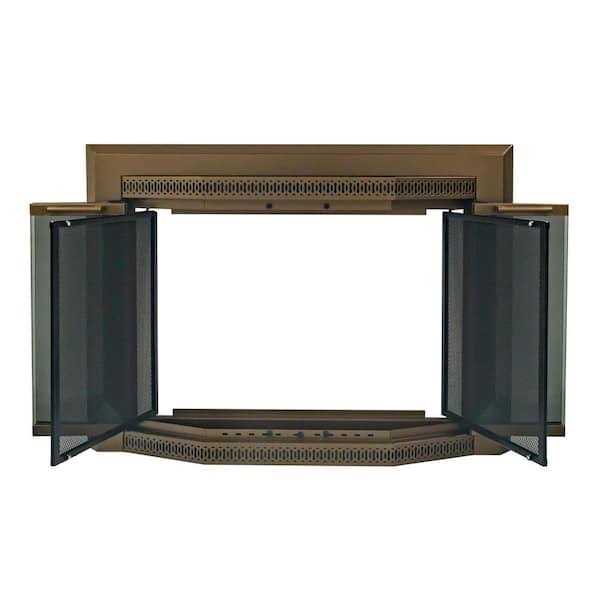 Pleasant Hearth Gavin Heritage Brass Glass Fireplace Doors GV-7001HE