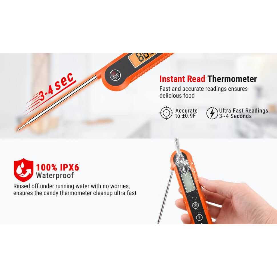 ThermoPro Digital Instant Read Meat Thermometer for Grilling Waterproof Kitchen Food LCD Thermometer with Calibration & Backlight Smoker Oil Fry