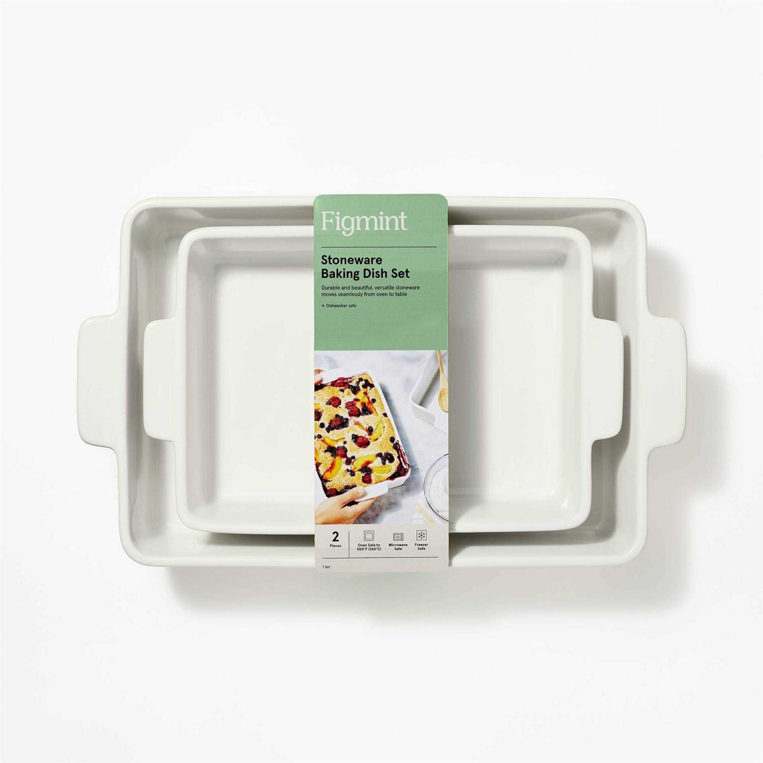 Figmint 2pc Stoneware Rectangle Baking Dish Set