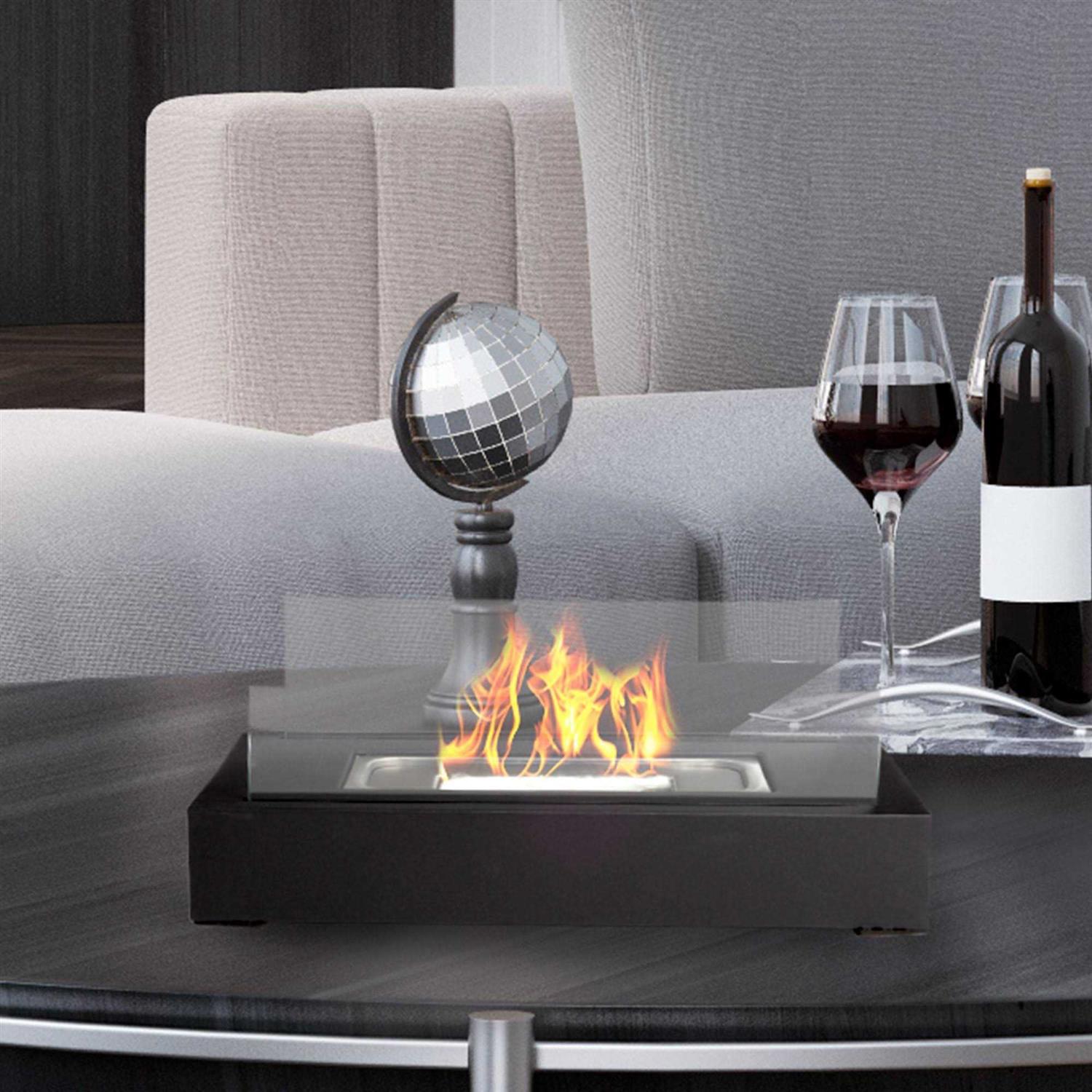 Northwest Bio Ethanol Ventless Fireplace-Tabletop Rectangular Real Flame Smokeless Clean Burning 80-BIOFP-1