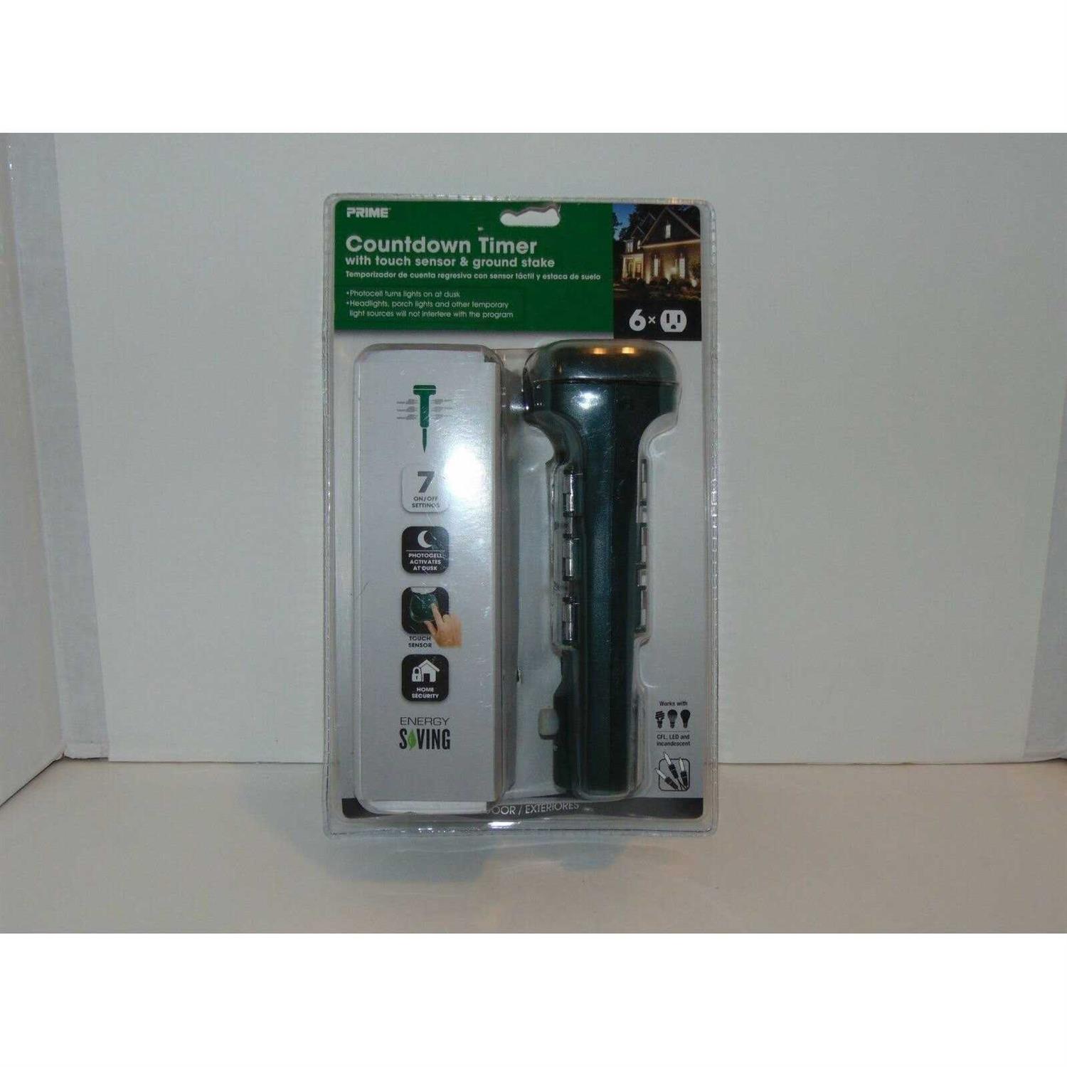 Prime 6 Outlet Photocell Power Stake Timer Outdoor 125 V Green TNCDTSTK6-RC