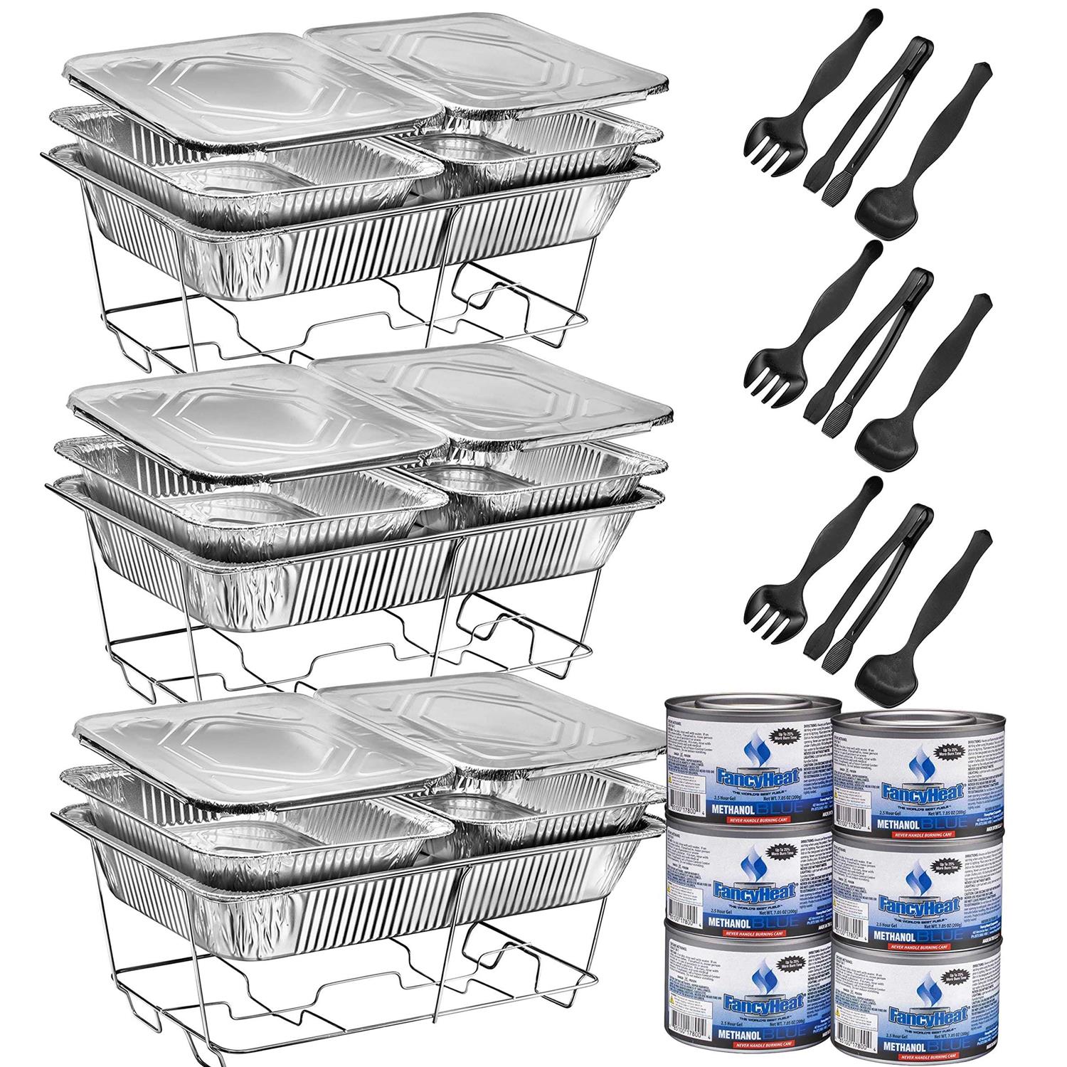 Disposable Chafing Dish Buffet Set Food Warmers for Parties Complete 33 Pcs of Chafing Servers with Covers