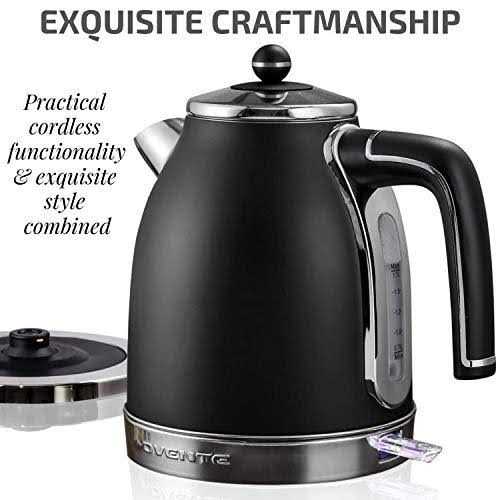 Ovente Electric Stainless Steel Hot Water Kettle 1.7 Liter Victoria Collection