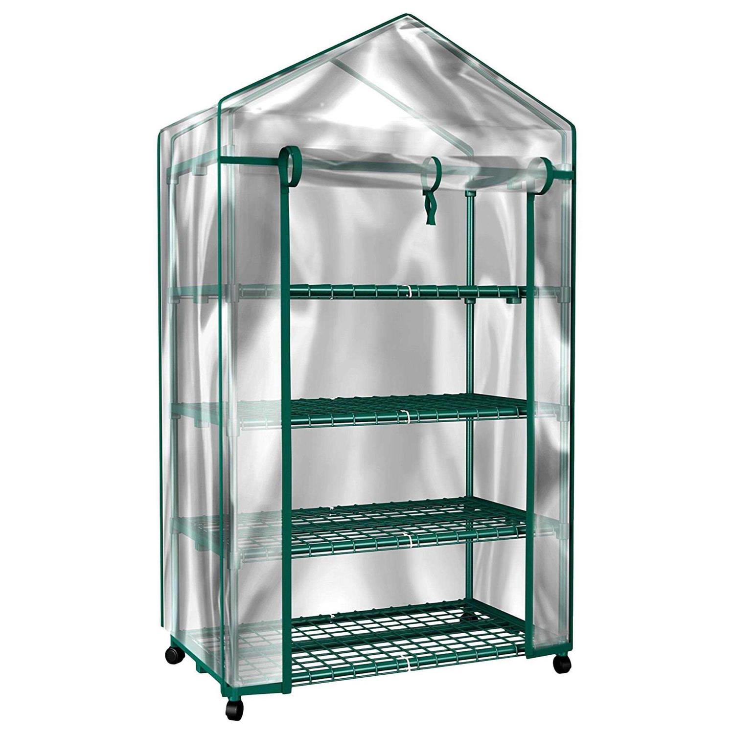 Home-complete Mini Greenhouse-4-Tier Indoor Outdoor Sturdy Portable Shelves-Grow Plants, Seedlings, Herbs, or Flowers In Any Sea