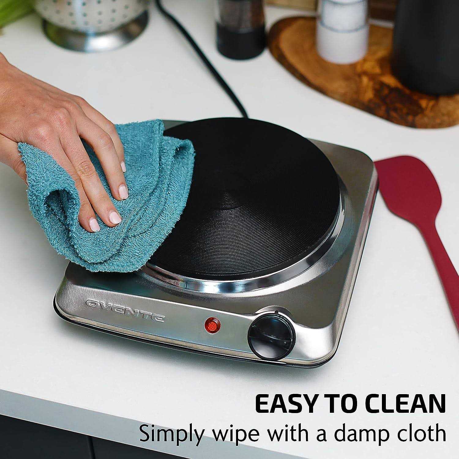 Ovente Electric Countertop Single Burner 1000w Cooktop with 7.25 Inch Cast Iron Hot Plate