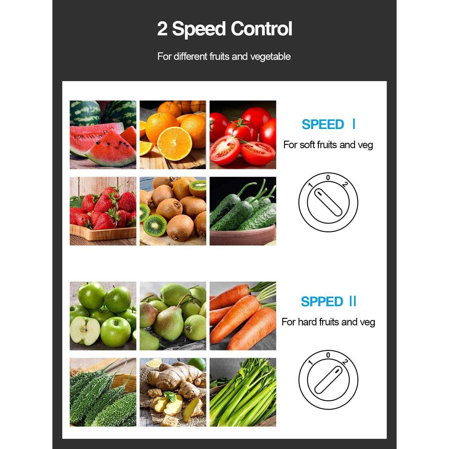 Qcen Juicer Machine 500W Centrifugal Juicer Extractor with Wide Mouth 3” Feed Chute for Fruit Vegetable