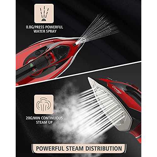 OMAIGA Cordless Iron 1500W Cordless Iron with Steam with 11.84ozs Water Tank