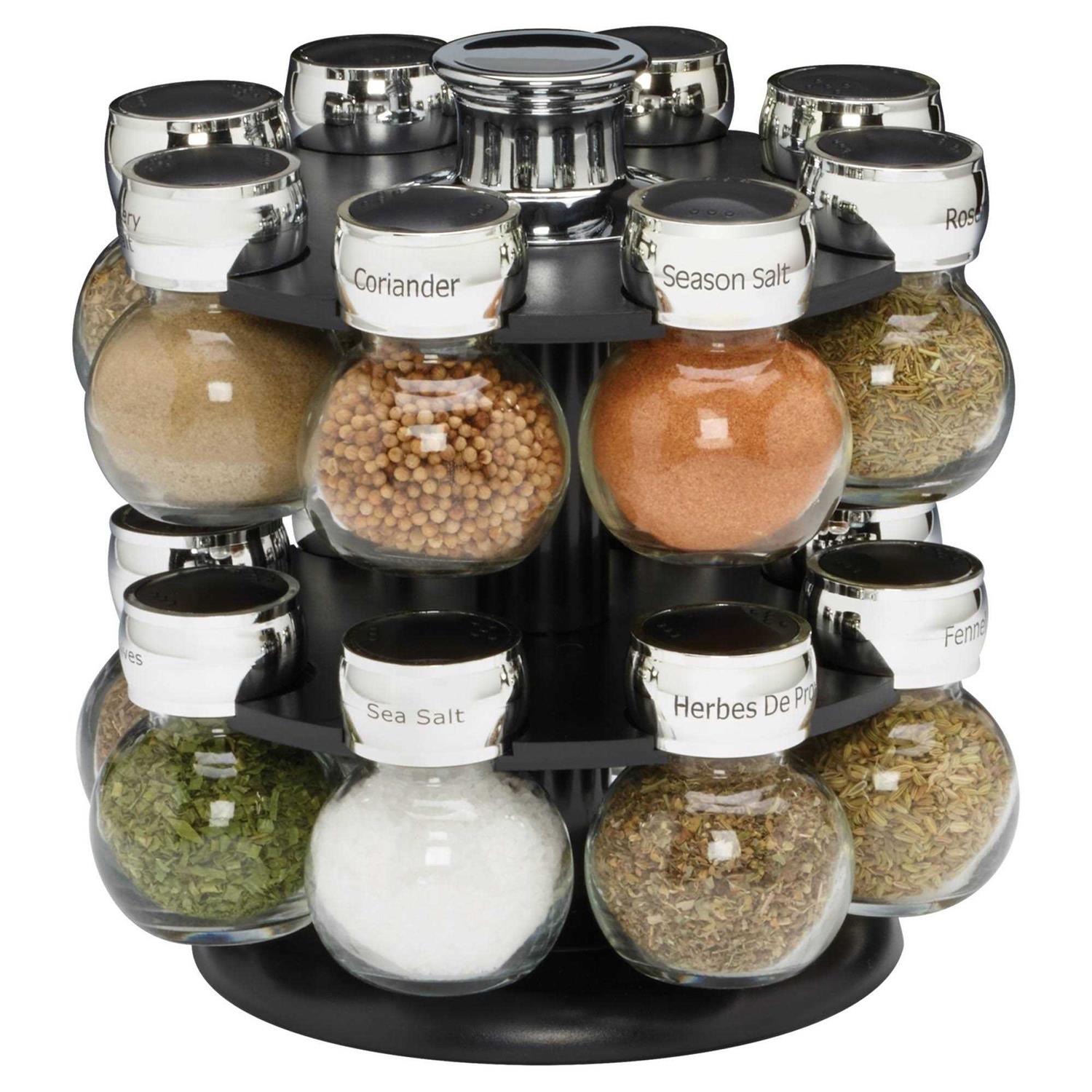 Kamenstein Ellington 16-Jar Revolving Spice Rack with Free Spice Refills for 5 Years